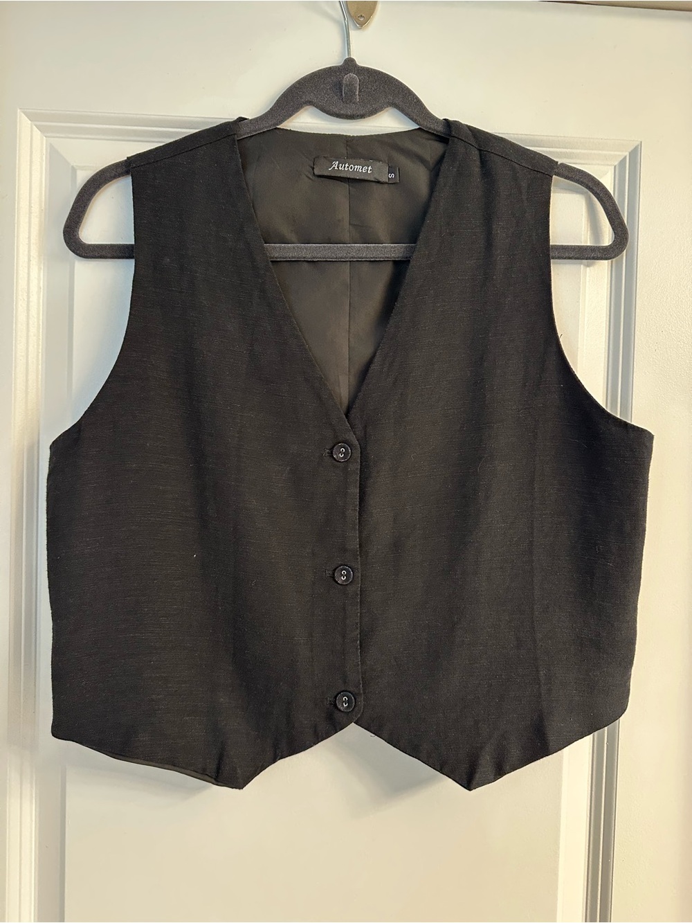 Automet Black Button Front Vest